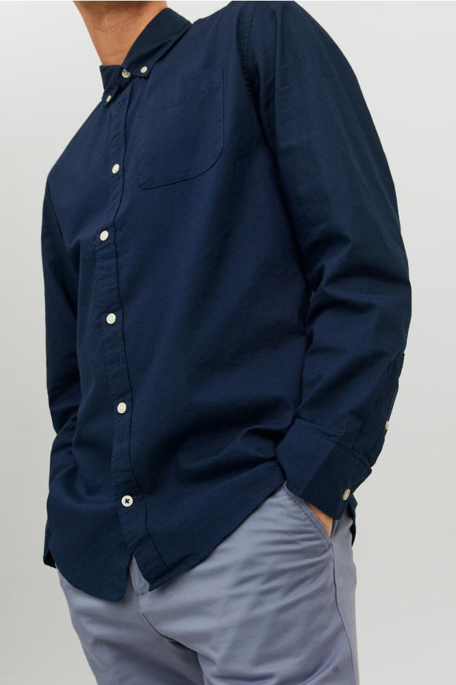 JJEOXFORD SHIRT LS NOOS 12182486 Navy Blazer